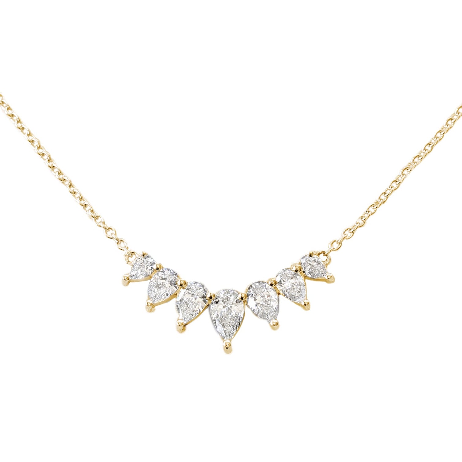 seven pear diamond necklace yellow gold