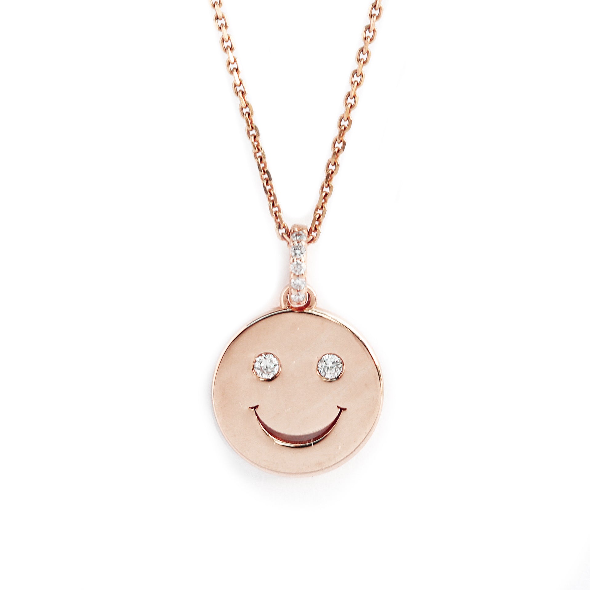 Happy Smile Gold and diamond charm, rose gold