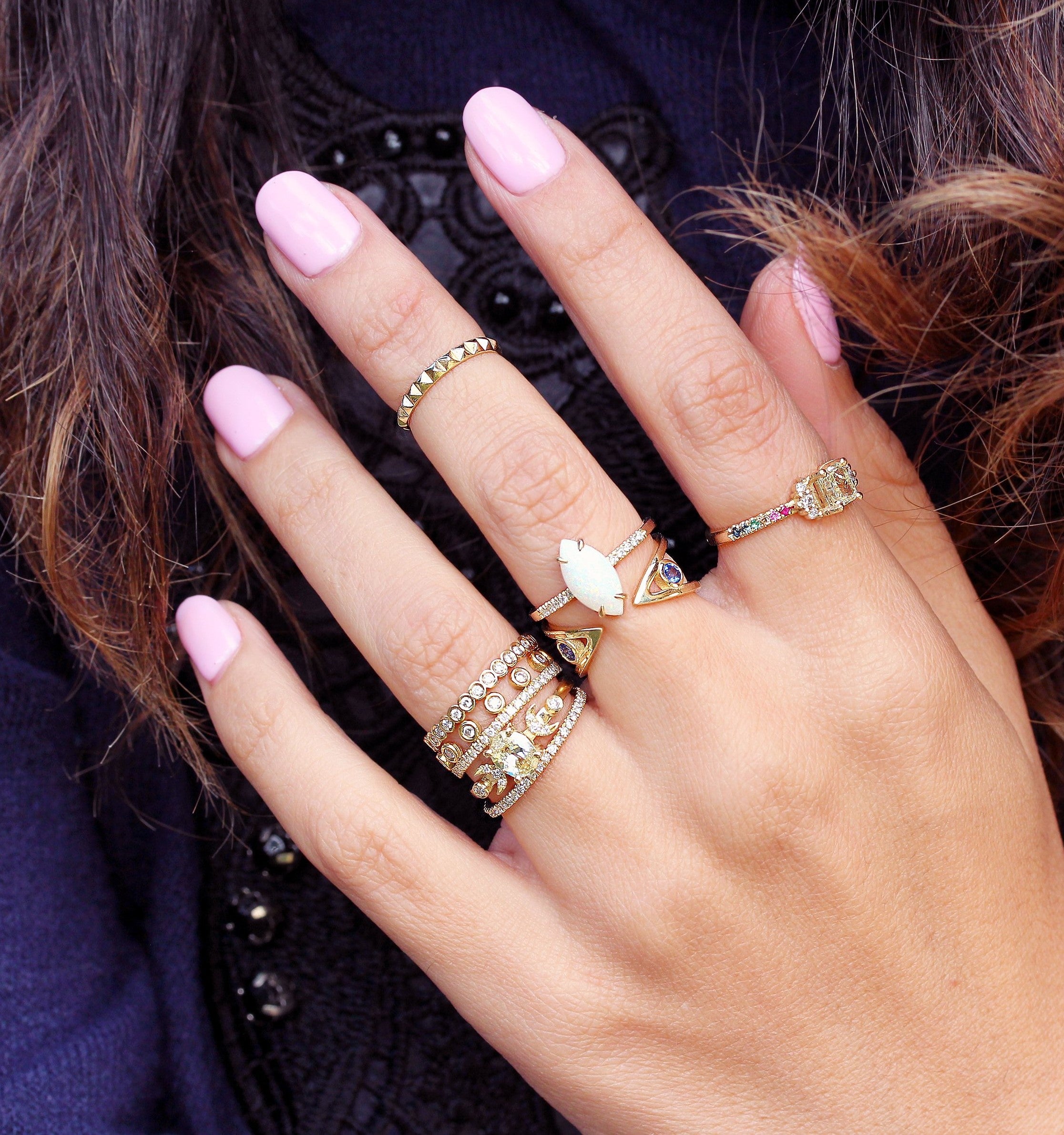 Birthstone Cuff Diamond Ring
