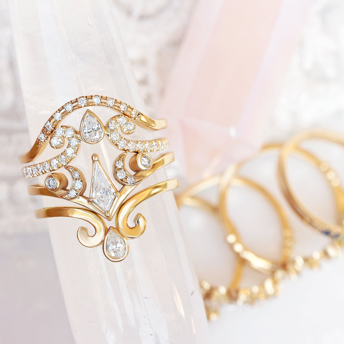Pear Diamond Wedding Nesting Band - Ariel