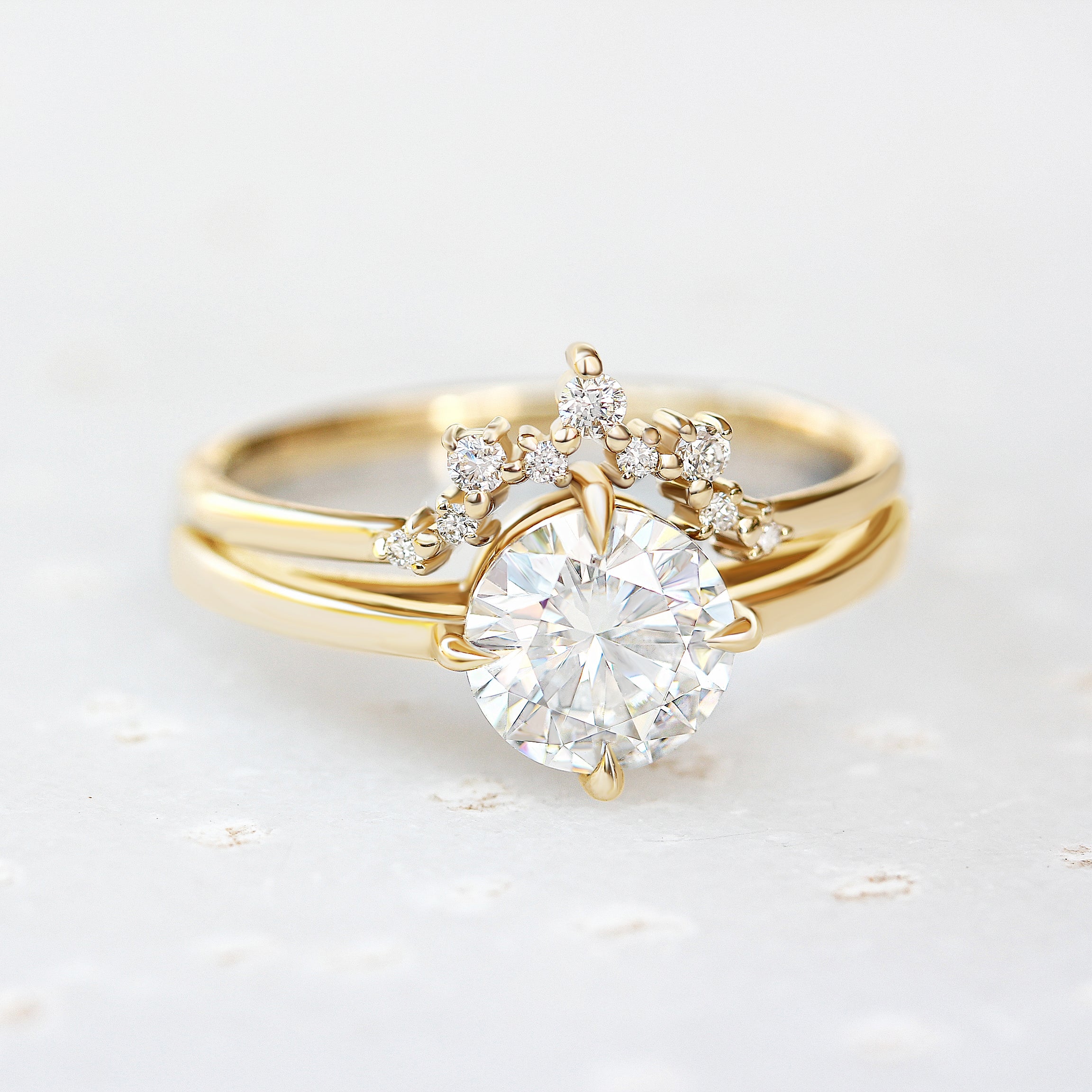 Diamond curved nesting ring , side wedding band - sparkticles - sillyshinydiamonds