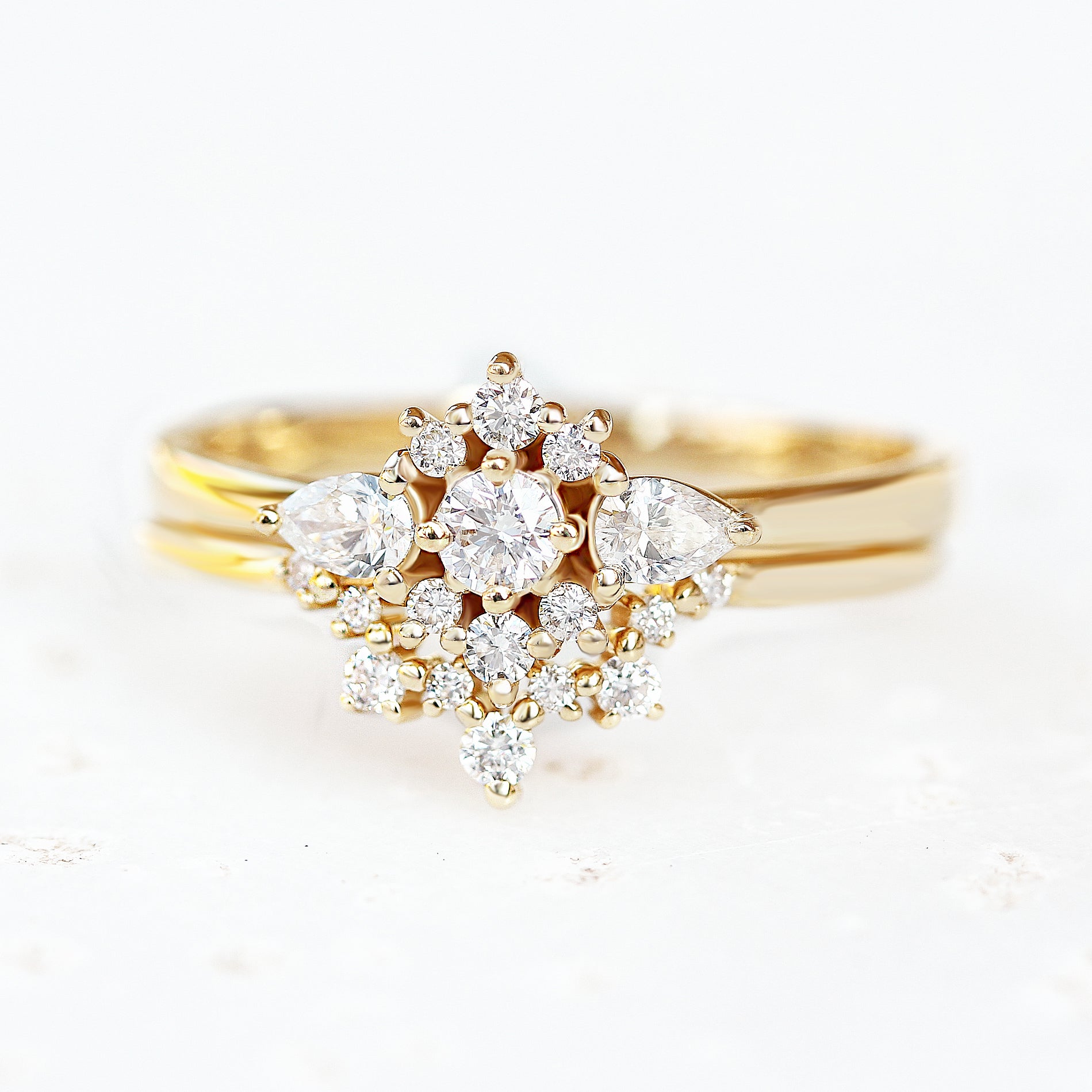 Diamond curved nesting ring , side wedding band - sparkticles - sillyshinydiamonds