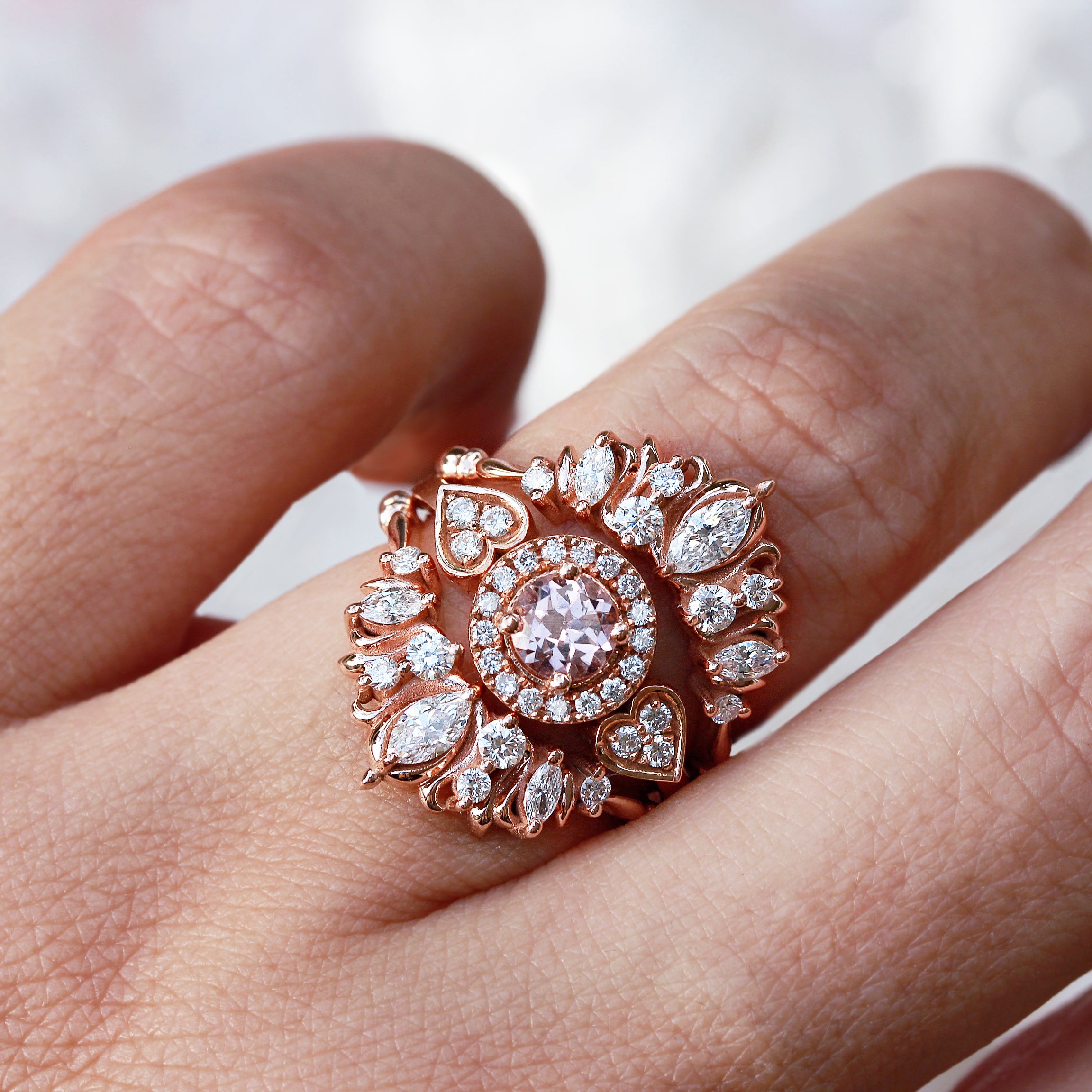 Illuminati unique wedding nesting diamond ring