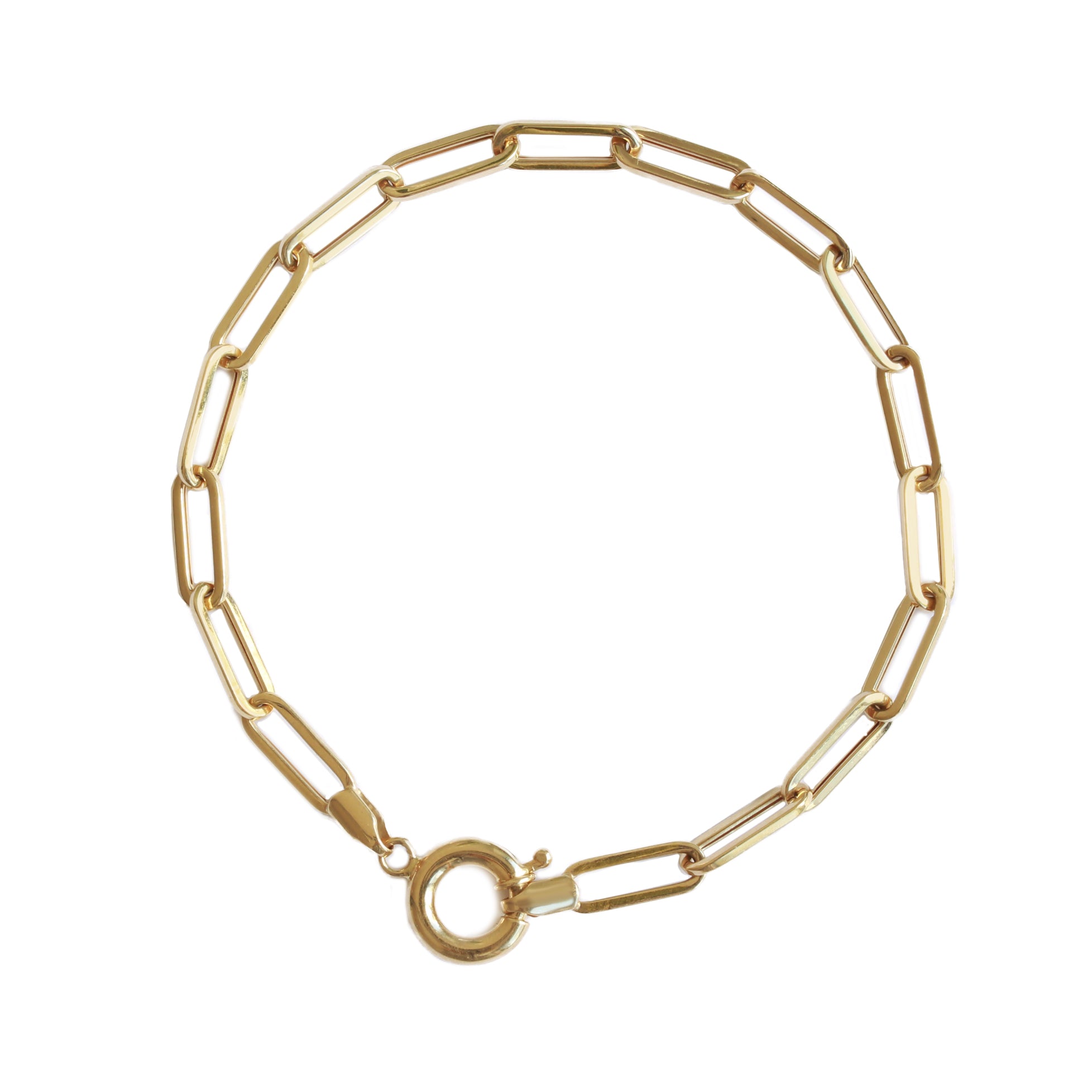 14K Gold Hollow Large Paperclip Bracelet 