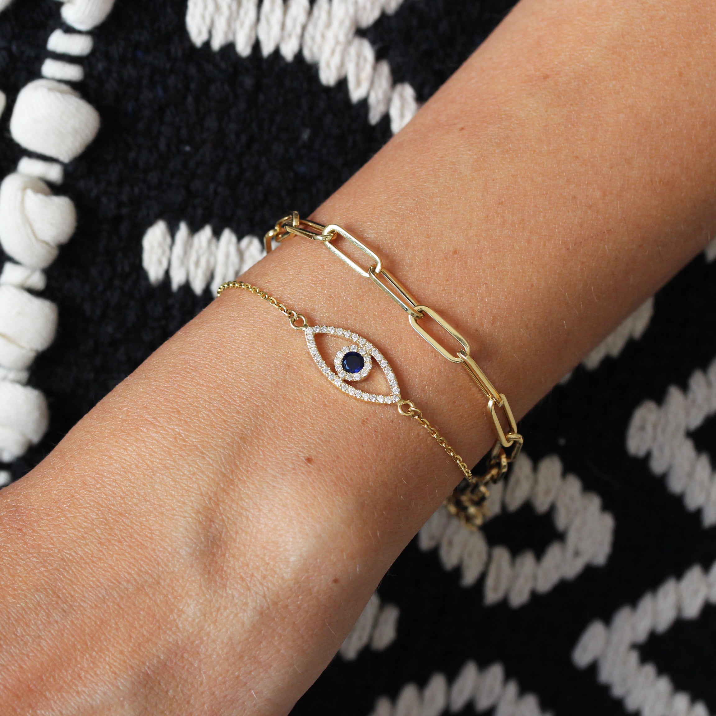 14K Gold Hollow Large Paperclip Bracelet 
