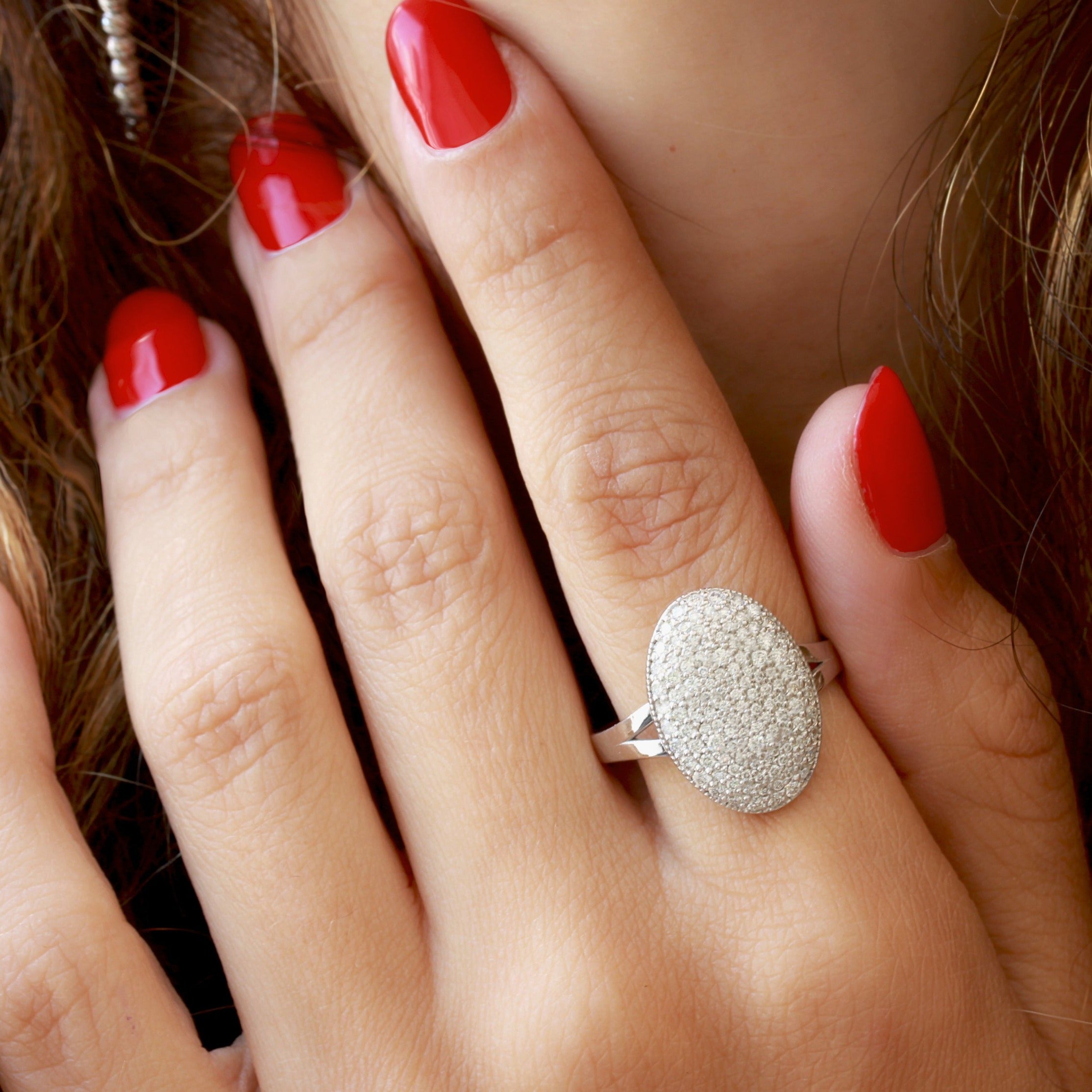 Big Oval Dome Diamond Engagement, Statement Ring ♥